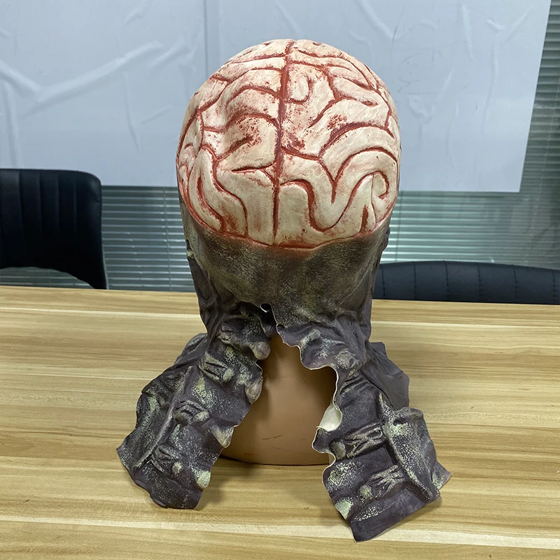 Creepy Brains Skeleton Mask Skull Headgear Cosplay Bloody Zombies Skull Latex Helmet Halloween Carnival Party Costume Props view 6