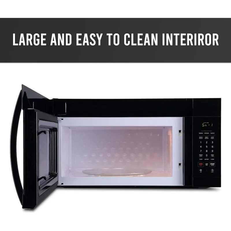 Farberware Over-the-Range Microwave Oven, 1.7 Cu. Ft. 1000W Auto Reheat, Multi-Stage Cooking, Melt/Soften Feature, Black