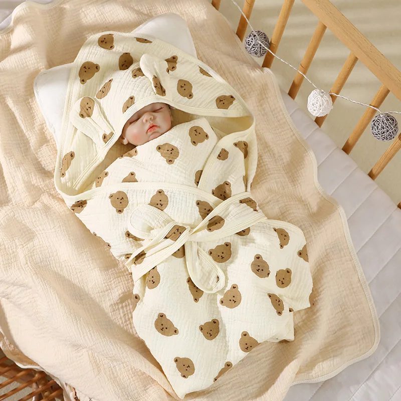 

Summer Thin Newborn Swaddling Blanket Cute Cartoon Animal Infant Swadd Baby Soft Cotton Gauze Four Layer Crepe Cloth Blanket