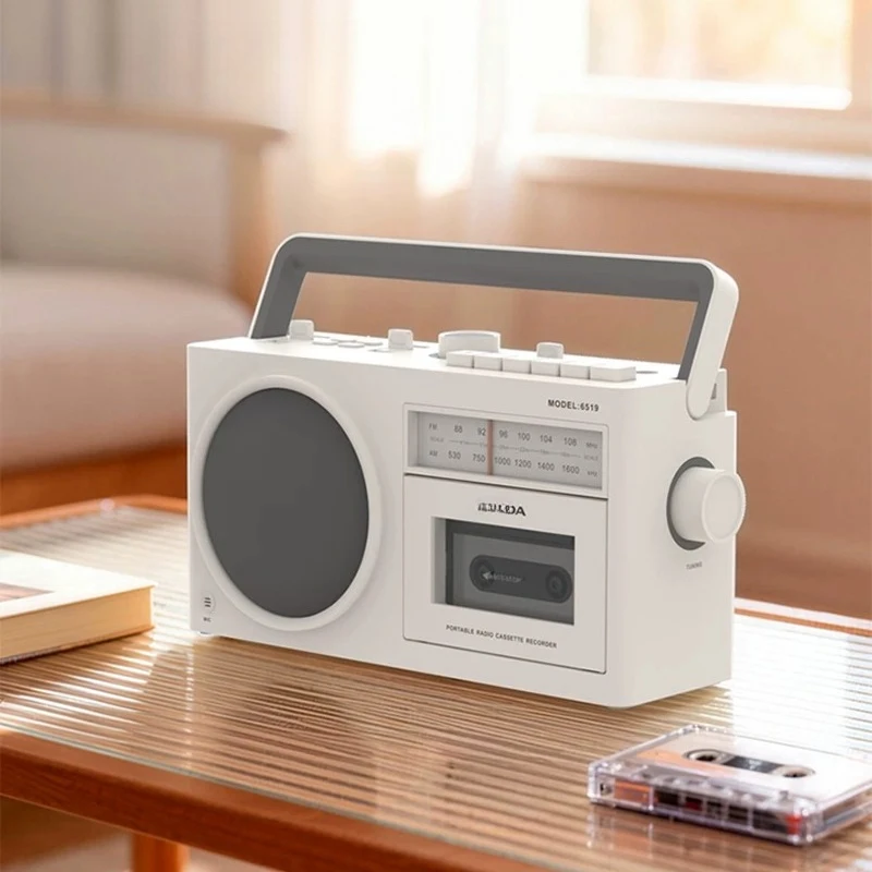 Retro Bluetooth Speaker Tape Recorder Radio FM Vintage 3-in-1 Portable Old School Sound Boombox