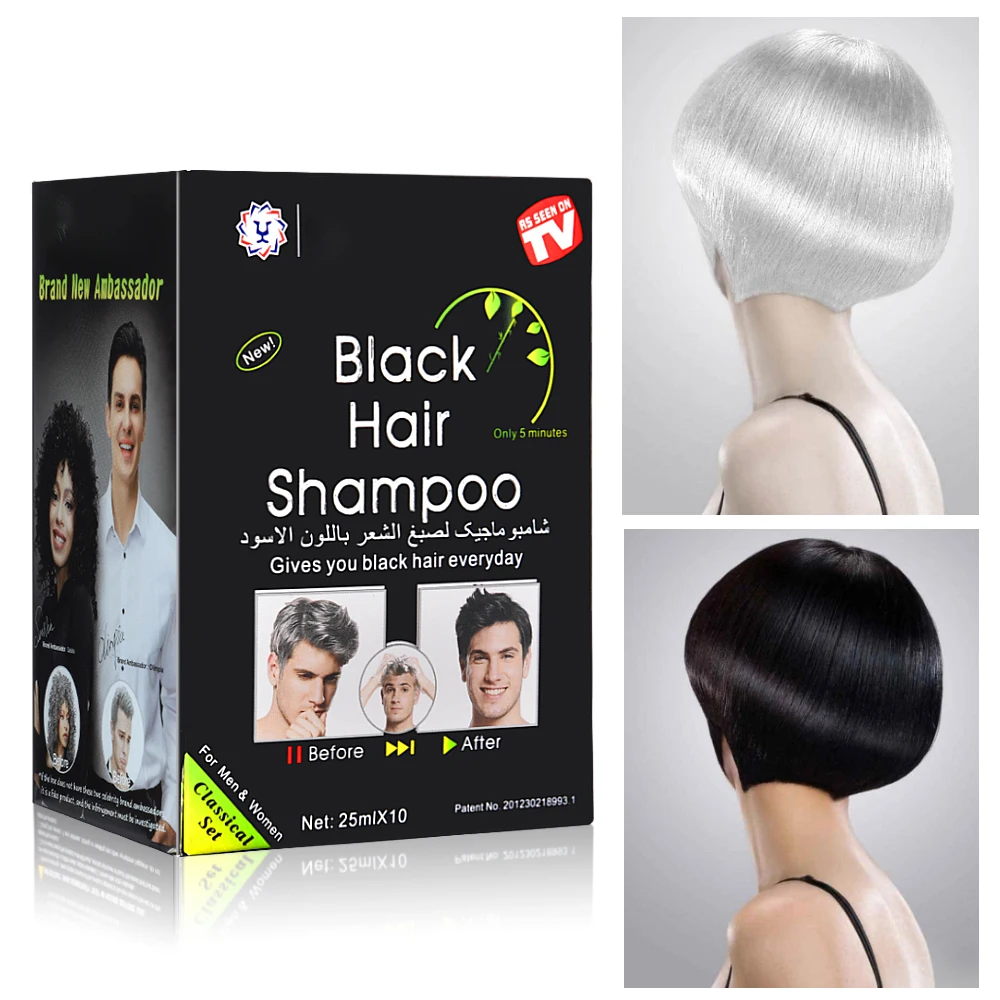 

10pcs/lot Dexe Black Hair Dye Shampoo Only 5 Minutes Grey Hair Removal Dye Coloring Cream Building Fibers Hair Care