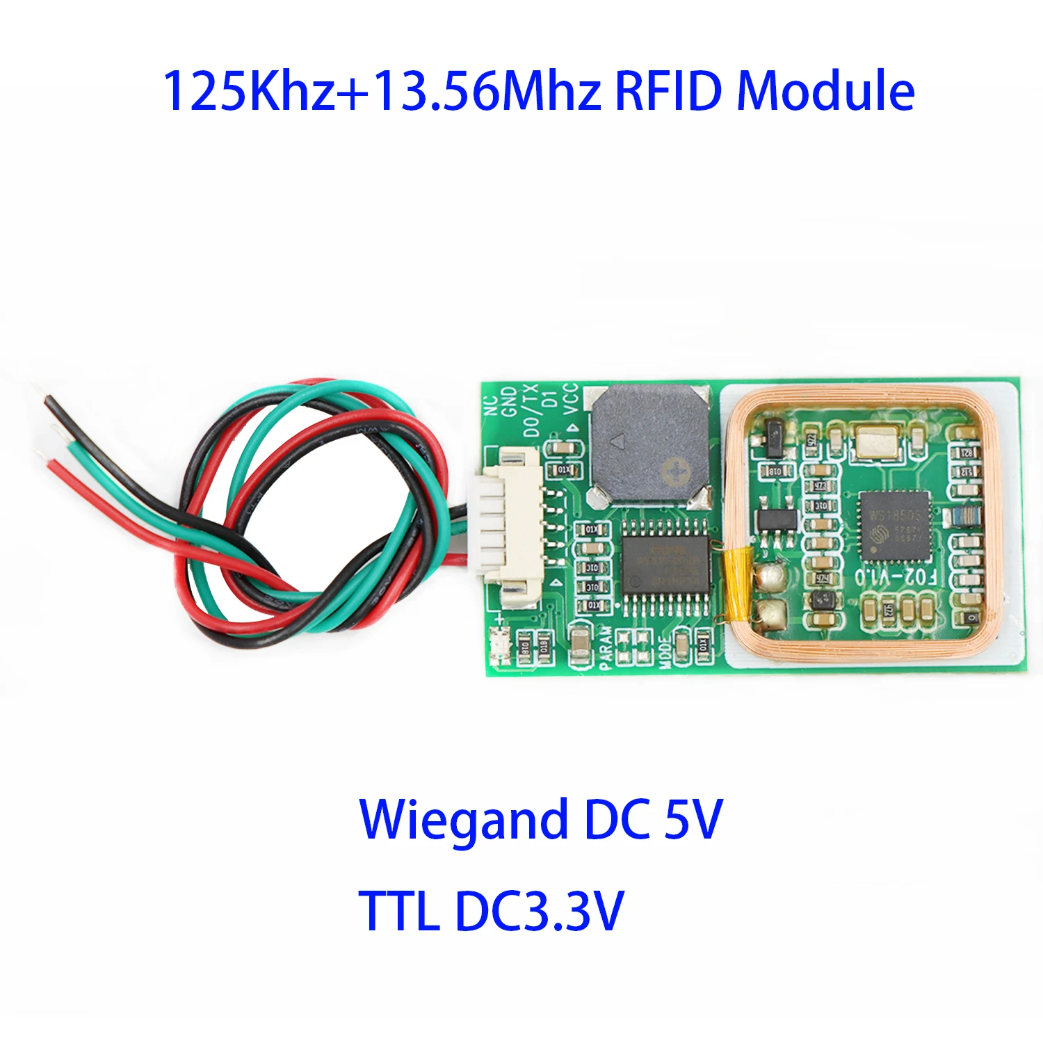 The access control machine module is dual-frequency embedded with the 125Khz+13.56Mhz intercom module WG 26/34 output