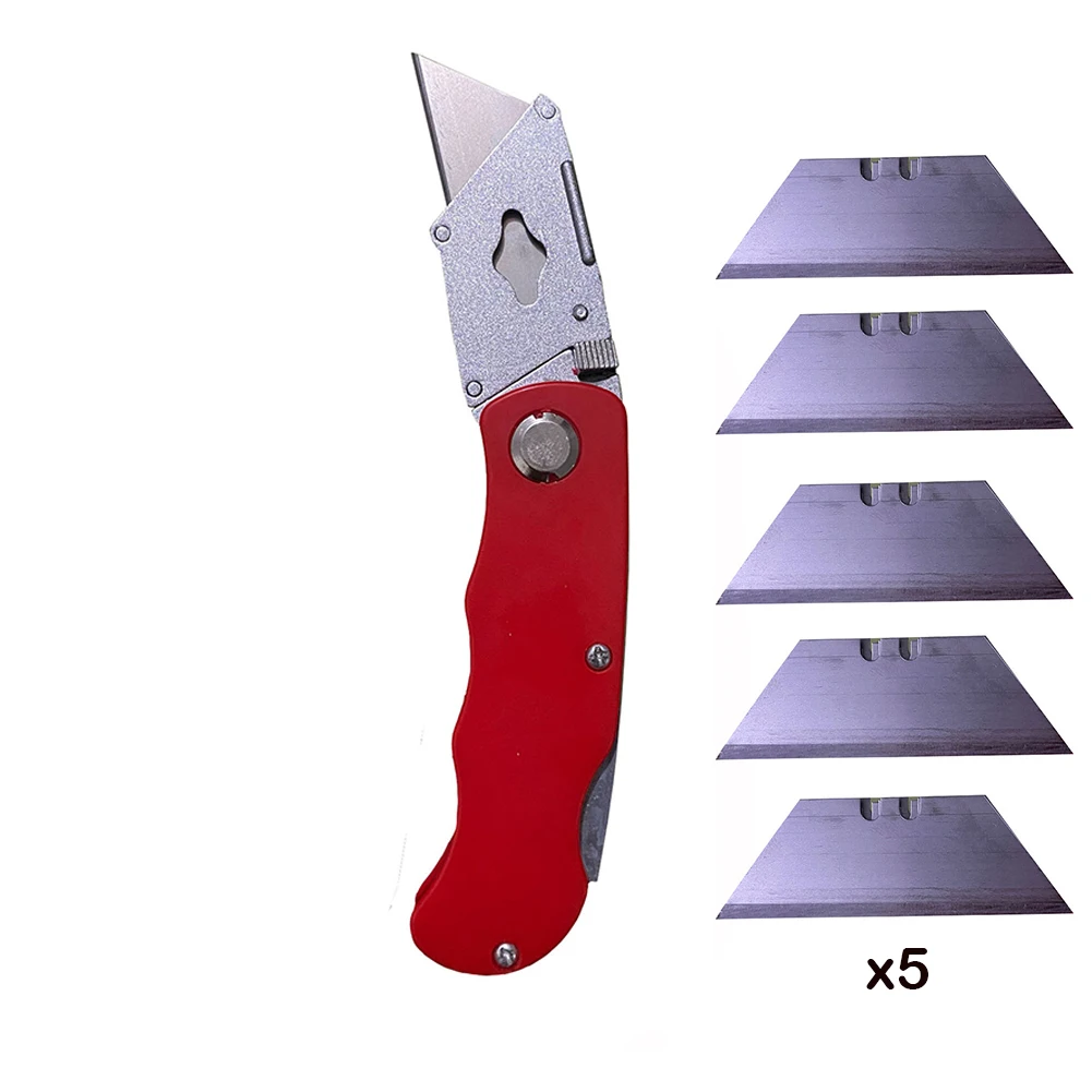 Multifuncional Folding Art Knife, Household Office Stationery, Wallpaper Knife, Quick Change, Box Opener, 5 lâminas