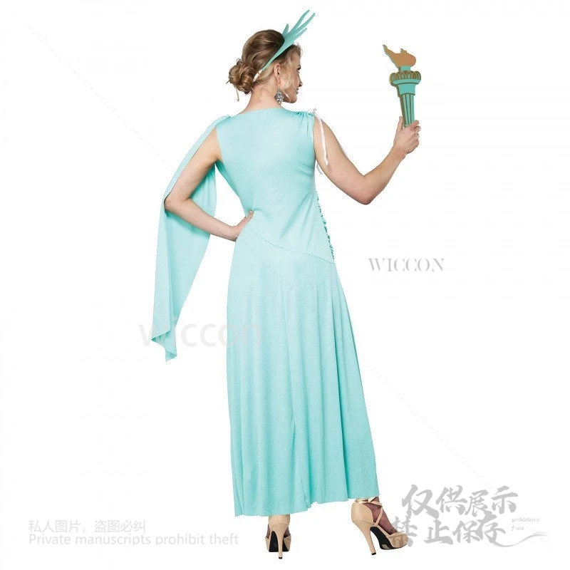 코스프레 할로윈 동상 그리스 자유 가운 코스프레 성장 토치 카니발 파티 멋진 드레스 의상 성인 레이디 걸스 키즈