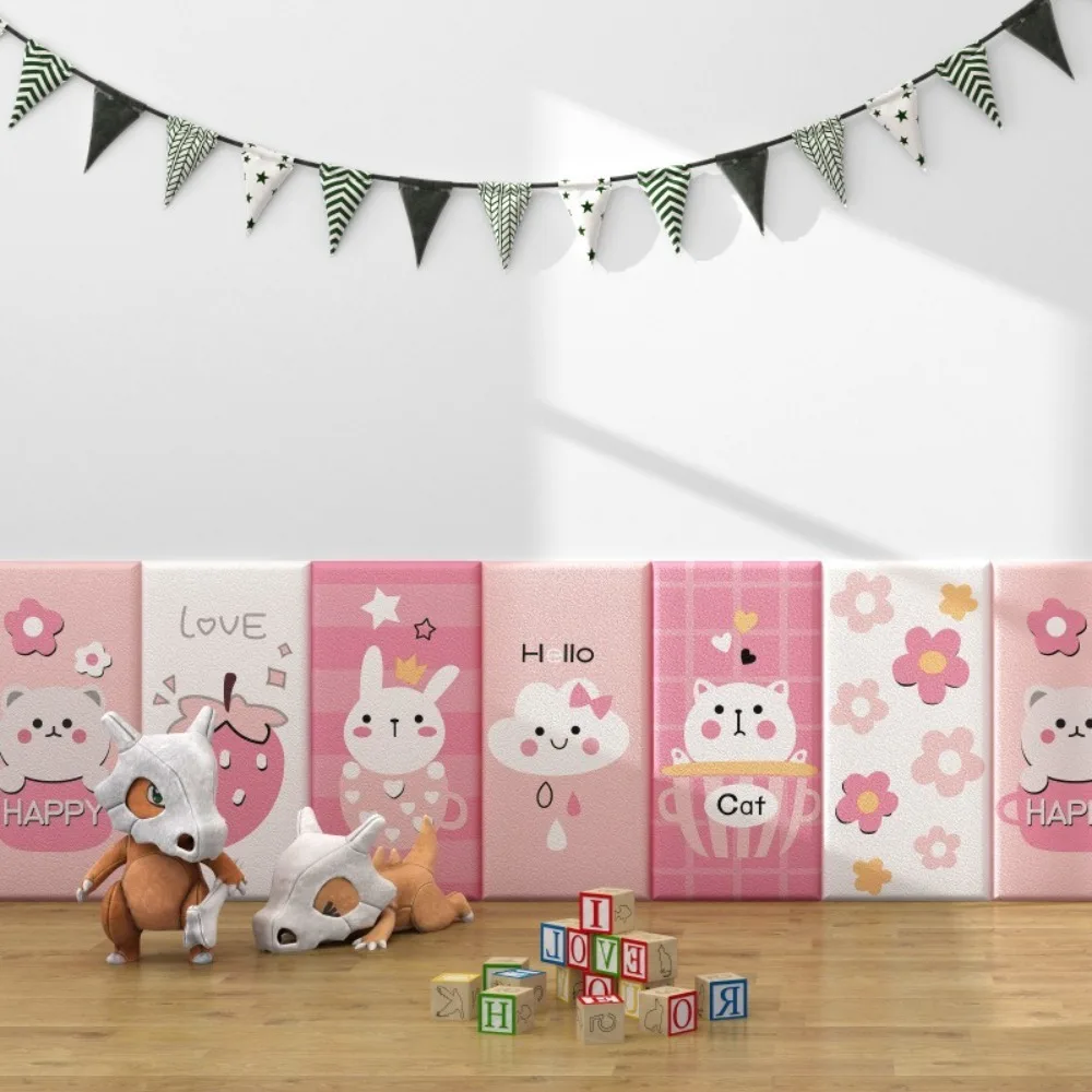 New Anti-collision 3D Wall Sticker Self-adhesive Thicken Wallpaper Cute Moisture Resistant Wall Mat Pad Kids Bedroom