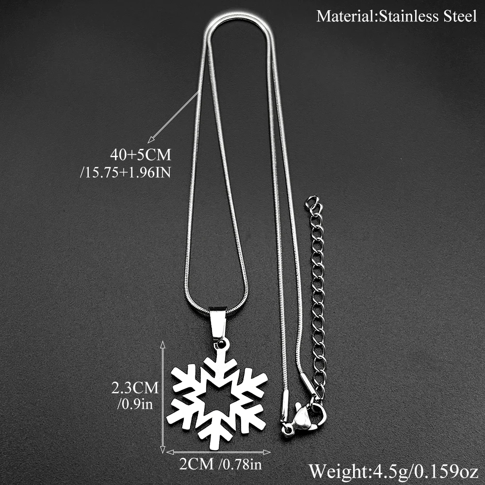 Charmante Schneeflocken-Modehalskette für Damen und Herren, Edelstahl, silberfarben, geometrische Symmetrie, mathematische Kunst, Kette, Schmuck, Geschenke – Detail 3