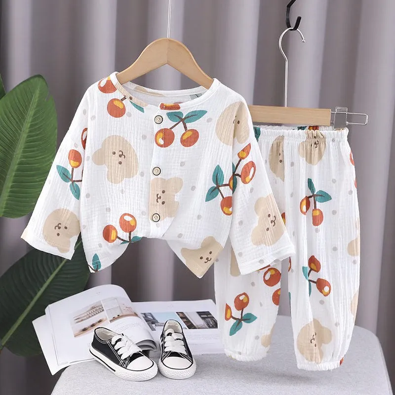 Camisas de algodão de manga curta com estampa de desenho animado para crianças, meninos e meninas, confortáveis ​​e respiráveis, roupas sazonais de pr
