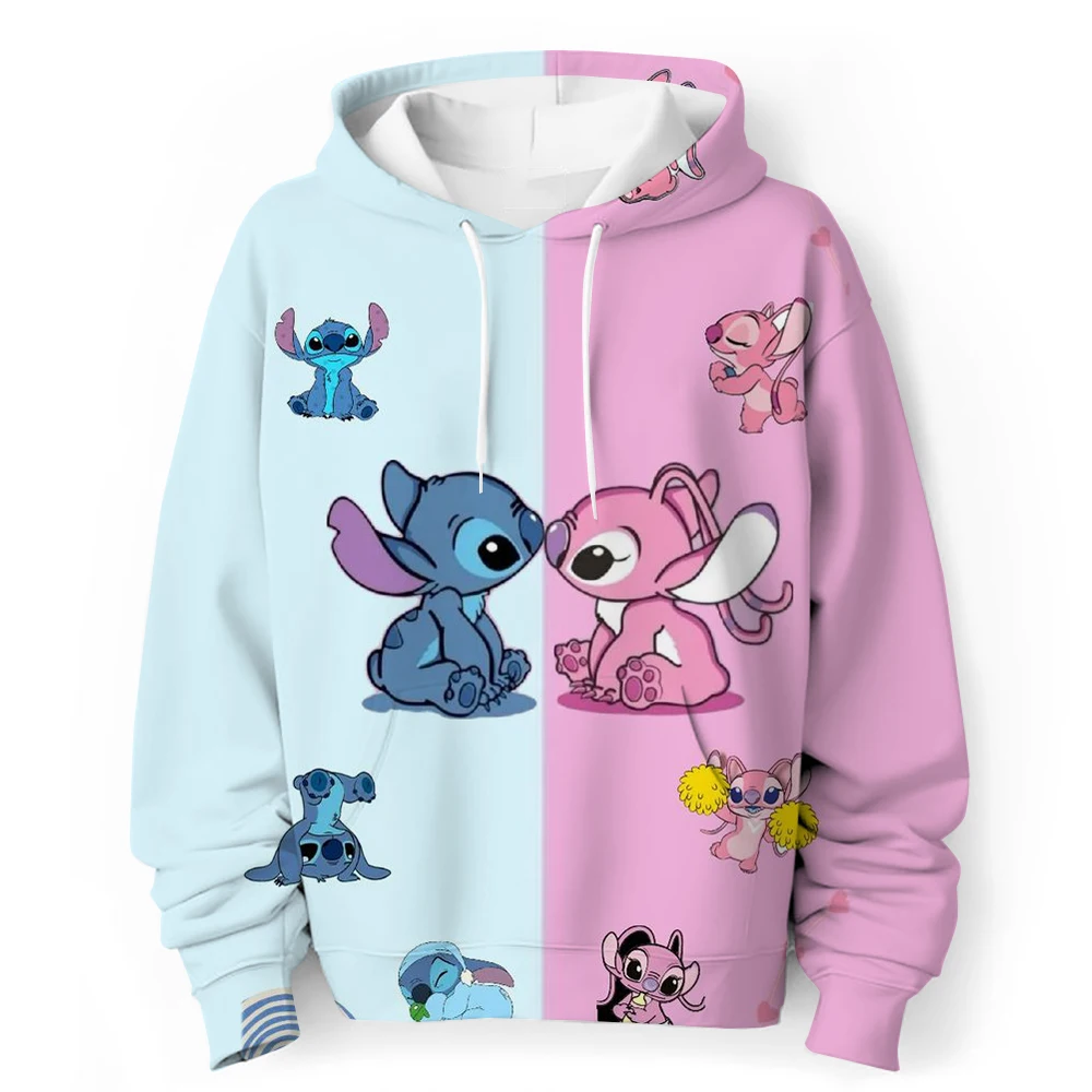 Disney Stitch Christmas Hoodie Children\'s Hoodie Cartoon Print Lilo&Stitch Spring and Autumn Children\'s Sportswear Men\'s and Wom