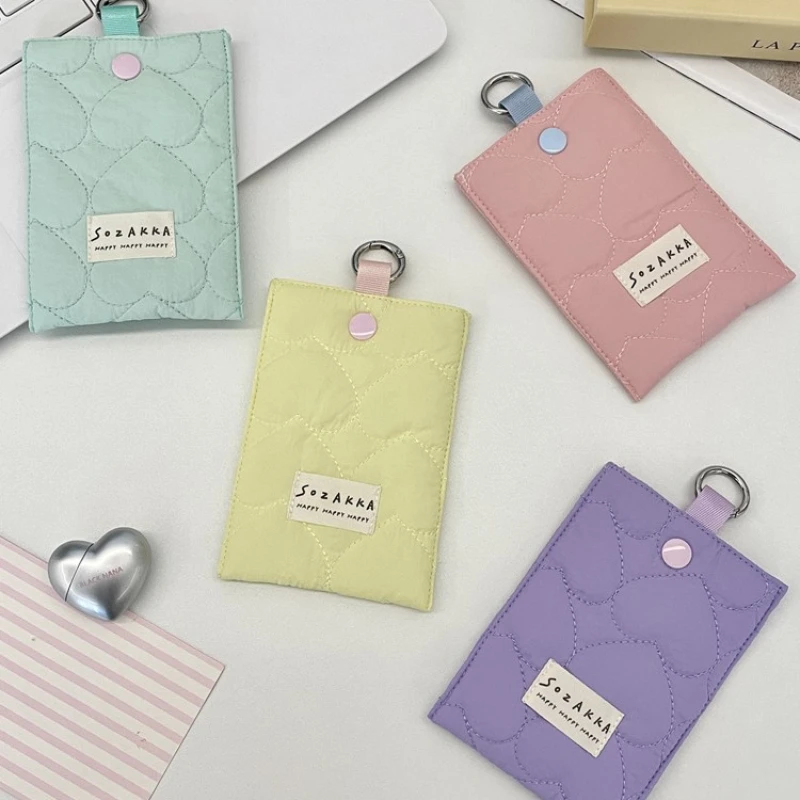 Держатель для карт в форме сердца для девочек, маленький кошелек для карт большой емкости, чехол для студенческого удостоверения личности, карман для банковских карт, карман для документов