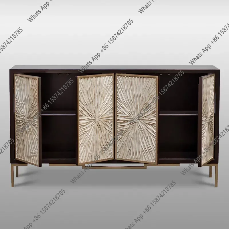 A-X American Light Luxury Dining Side Cabinet Carved Door Panel Storage Cabinet Villa Living Room Locker