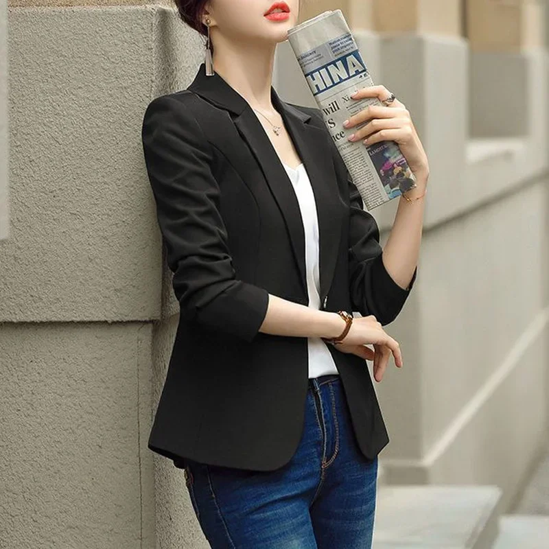 Summer Commuting Minimalist OL Style Fashionable Trend Slim Fit Solid Color Versatile One Button Three Quarter Suit Jacket B803