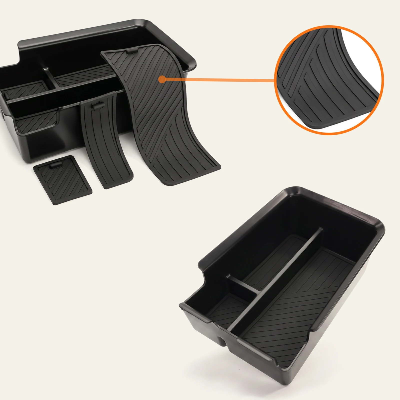 Für MG4 EV MG4 Urban 2025 2026 Mittelkonsolen-Organizer-Ablage Armlehnen-Aufbewahrungsbox, TPE Rutschfester Organizer Innenausstattungszubehör – Detail 4