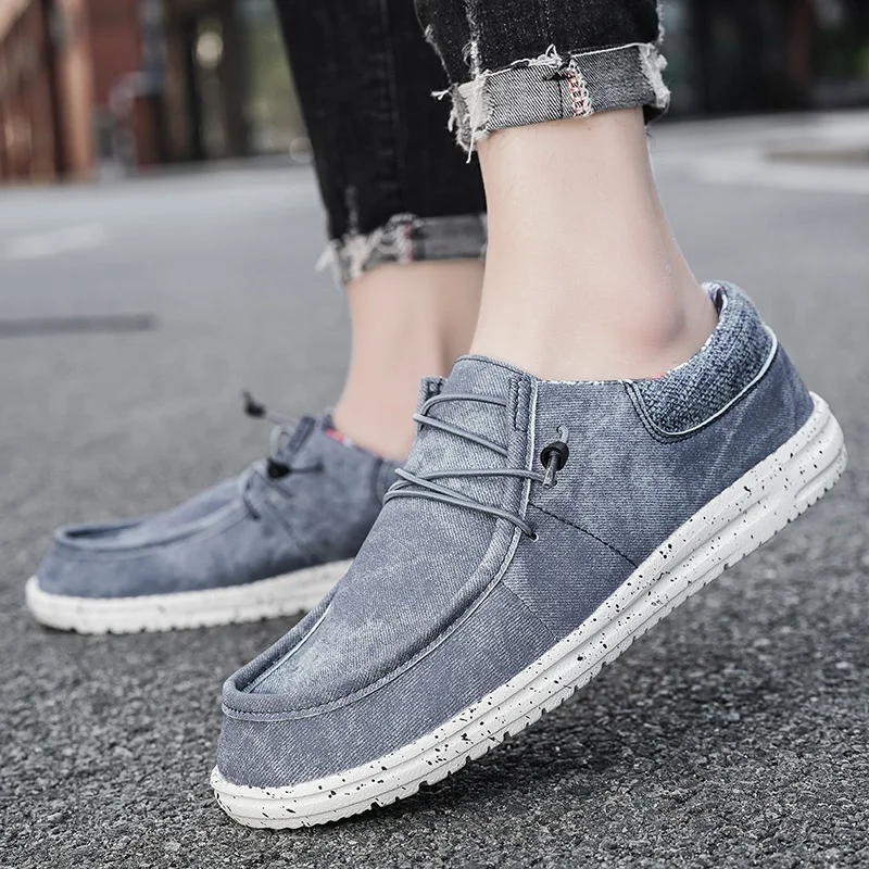 Spring Men Casual Canvas Shoes Breathable Loafer Lightweight Vulcanized Shoes Outdoor Men\'s Sneakers Walking Shoe Driving Shoes