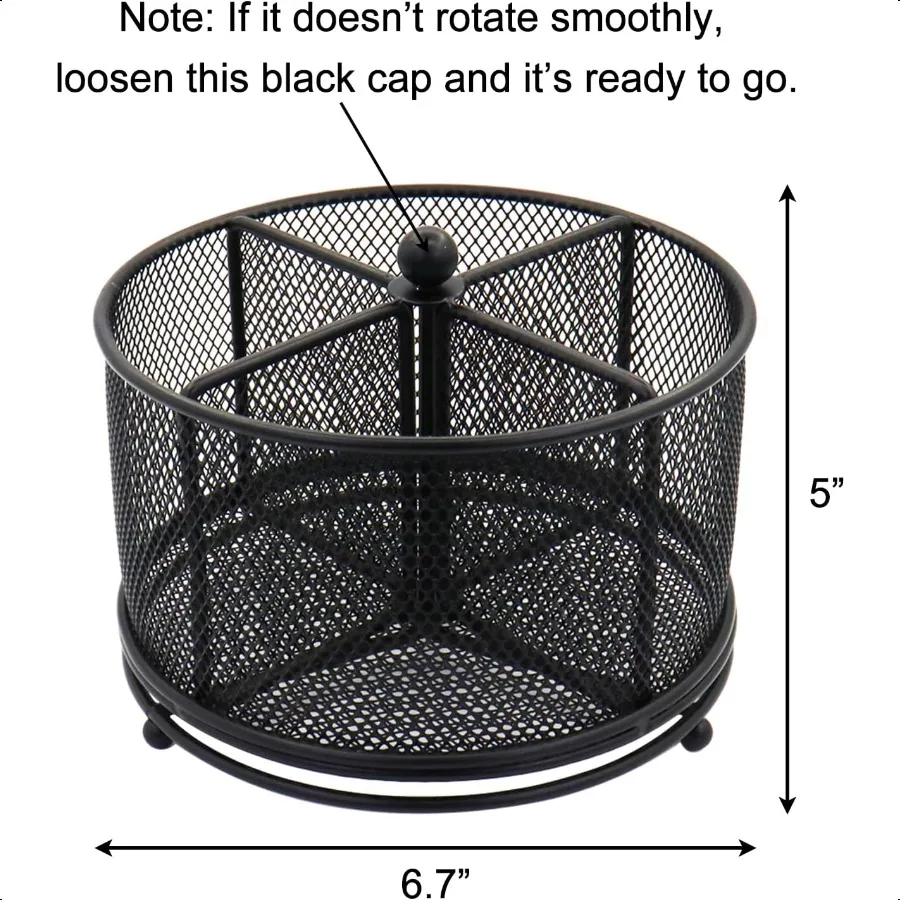حامل قلم للمكتب 360 الدورية شبكة قلم رصاص المنظم علامة تخزين العلبة أسود سعة كبيرة منظم قرطاسية سطح المكتب 4