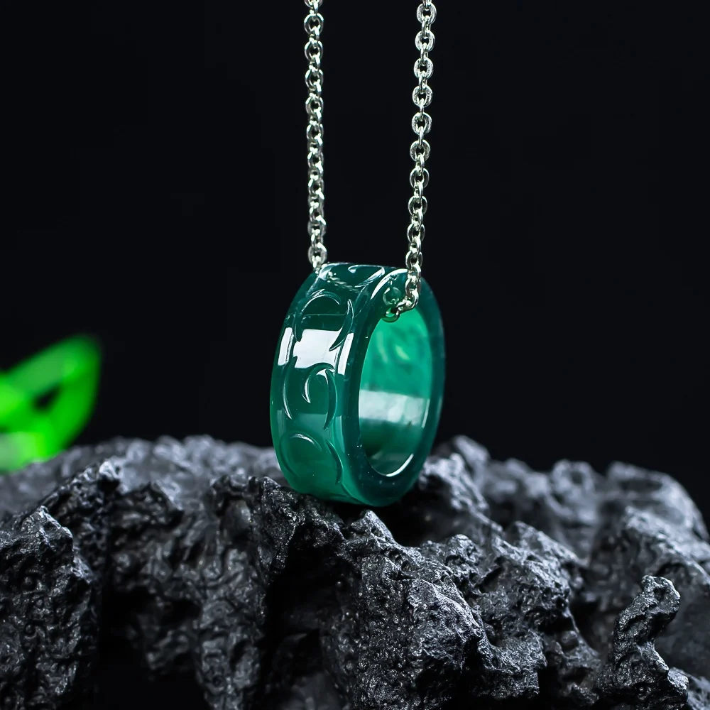 

Myanmar Jadeite Circle Pendant Necklace Accessories Gemstone Designer Natural Jewelry Real Jade 925 Silver Gifts for Women