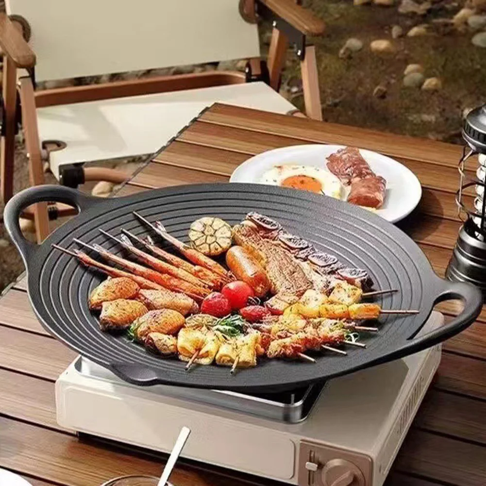 

11.8/13.8/14.6 Inch BBQ Griddle with Handles Coating Frying Pan Non Stick Baking Tray for Home Party Travel and Outdoor