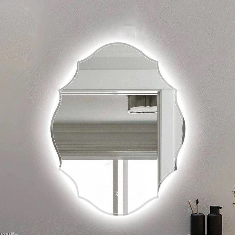 %*c 100X80CM Vintage Bathroom Mirror American Light Luxury Smart Mirror Wall Mounted Wall Shaped Oval Makeup Mirror~