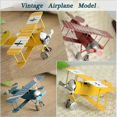 3pc/lot Vintage Metal Plane Model Iron Retro Aircraft Glider Biplane Aeromodelo Pendant Airplane Model Toy Home Xmas Decoration