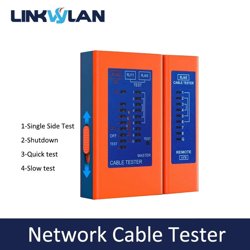 Linkwylan Network Cable Telephone Tester RJ45 RJ11 Supports Single Side Connector Test UTP STP Cables Fast & Slow Scan Mode