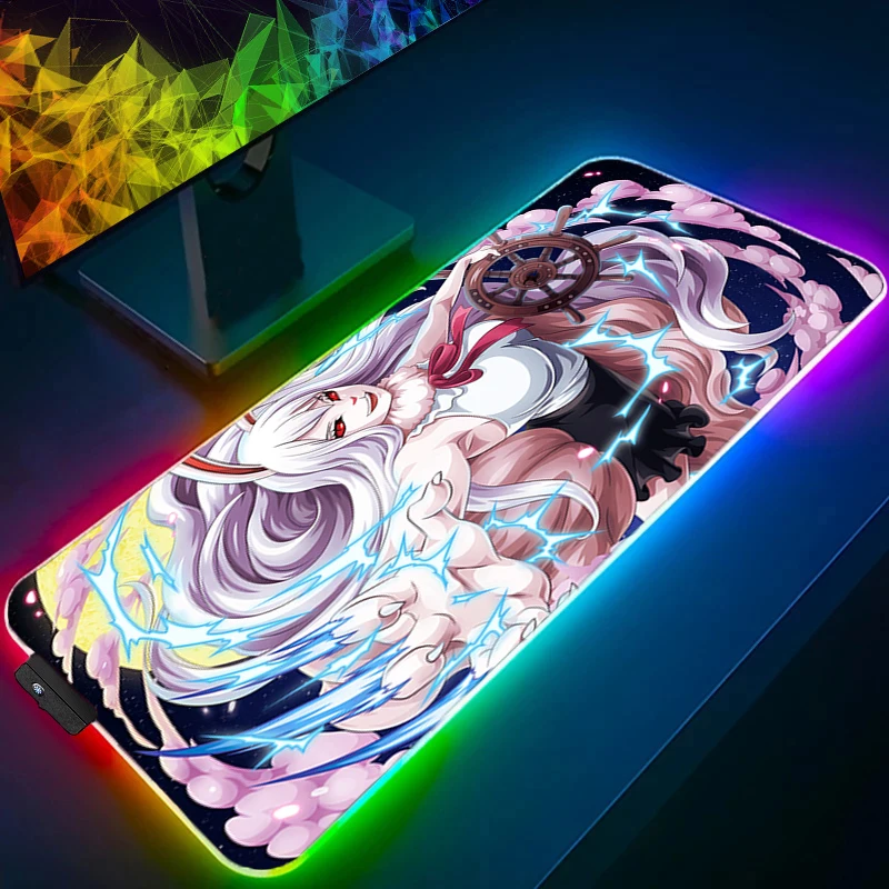

90x40cm LED Mouse Pad one piece Carrot Anime Gaming XXL Accessories RGB Mousepad Gamer PC Computer Keyboard Desk Mat Backlight