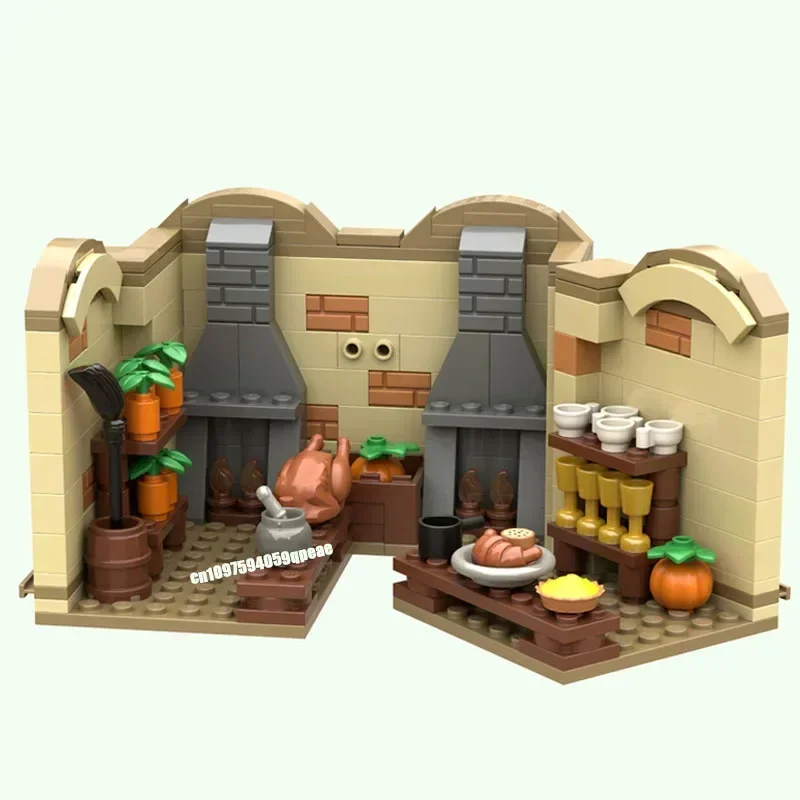 New 225Pcs Famous Magic Movie Moc House Elf Kitchen Model Custom Puzzle Diy Creative Ideas Kids Toys Birthday Christmas Gifts