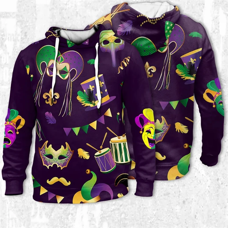 2025 Mardi Gras Carnaval Hoodies For Men 3D Printed Colorful Women Men Hip Hop Hoody Streetwear Kids Pullovers Sweatshirts