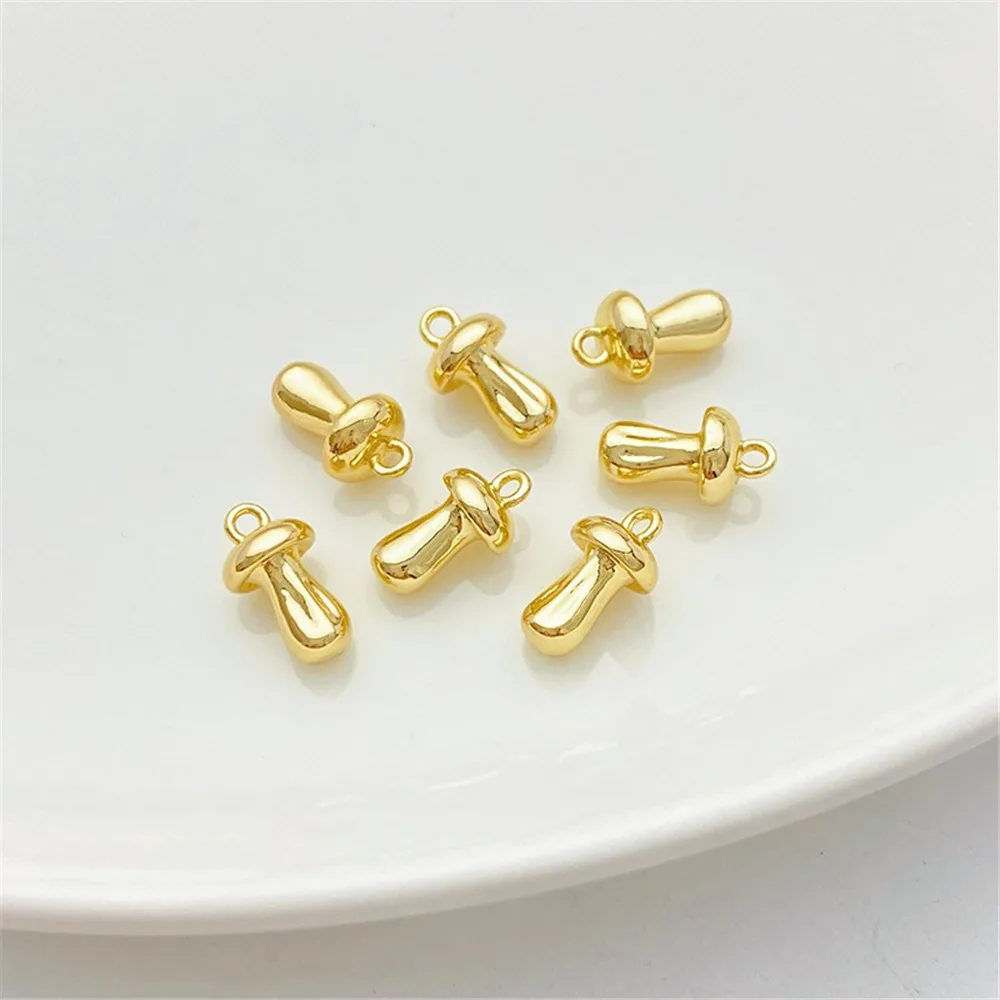 

14K Gold-plating Mushroom Small Pendant Pendant Handmade DIY Earrings Bracelet Necklace Jewelry Material Accessories