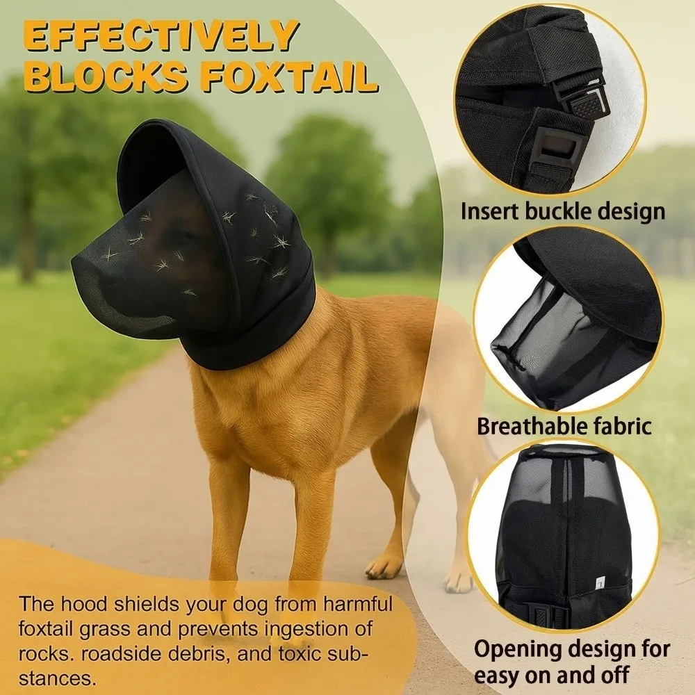 Pet Ear Cover Breathable Mesh Dog Protective Mask Protective Veil Polyester Dog Headgear Ear Shield Pet Head Cover For Dog Puppy