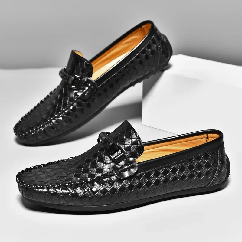 Leather Men's Shoes Slip on Moccasins Mens Breathable Black Brown Casual Shoes Luxury Brand Loafers Driving Shoes Zapatos Hombre