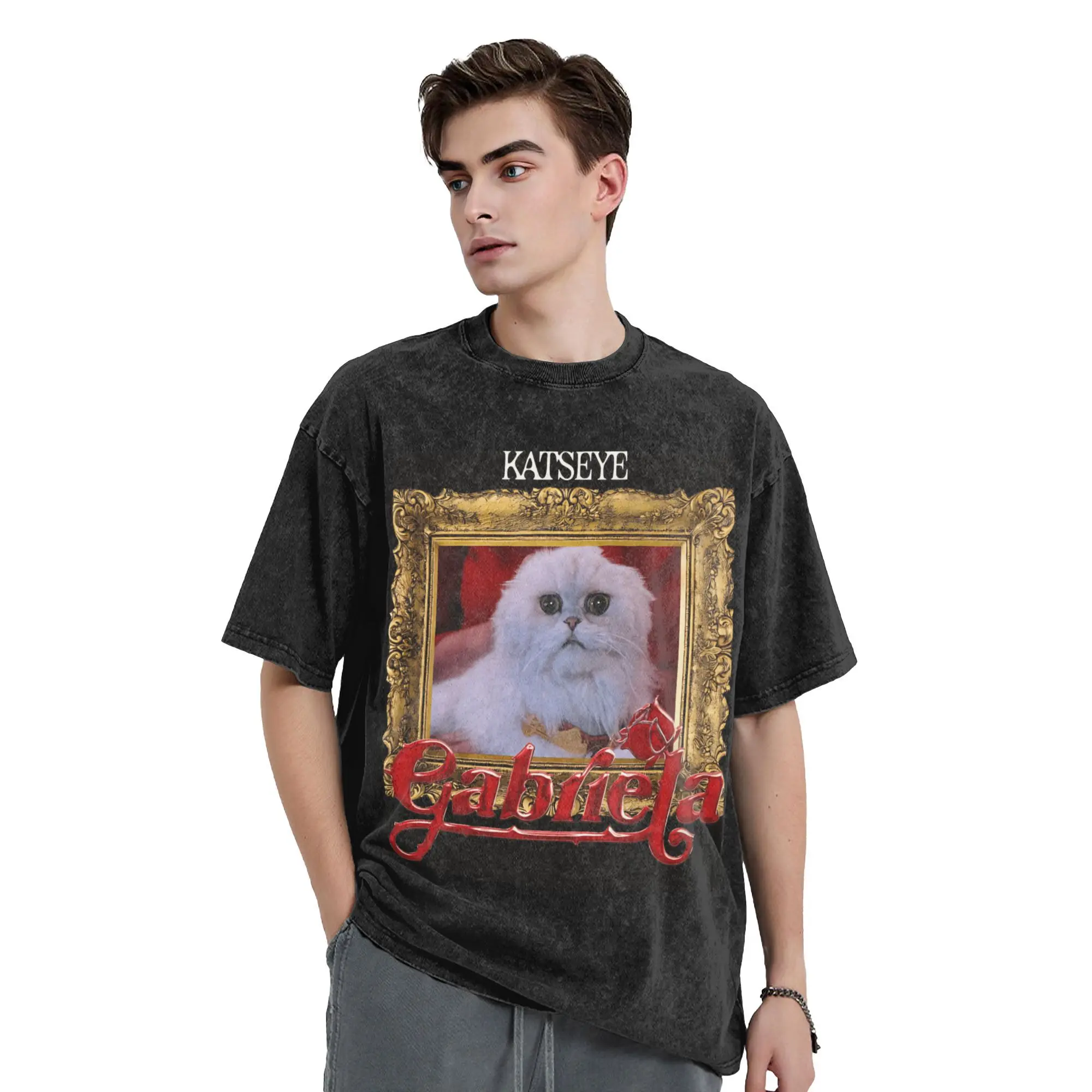 تي شيرت Katseye Gabriela Tour للرجال تي شيرت قطني عتيق برقبة دائرية وأكمام قصيرة للصيف