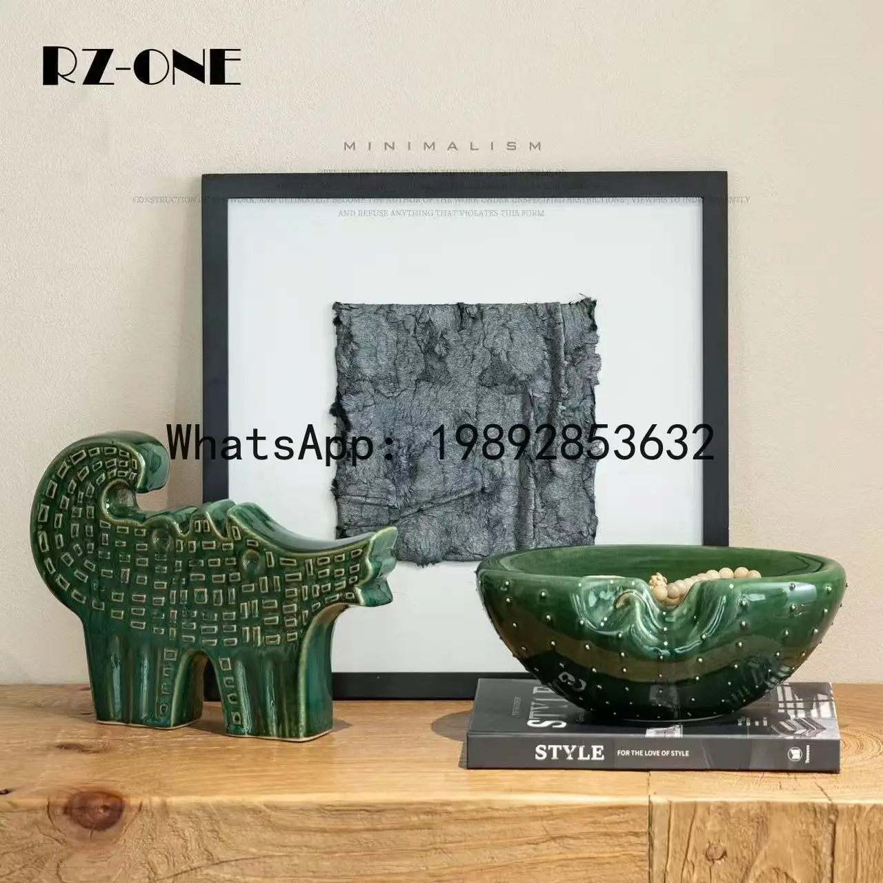 

Creative soft decoration model room study bookcase green storage decorations