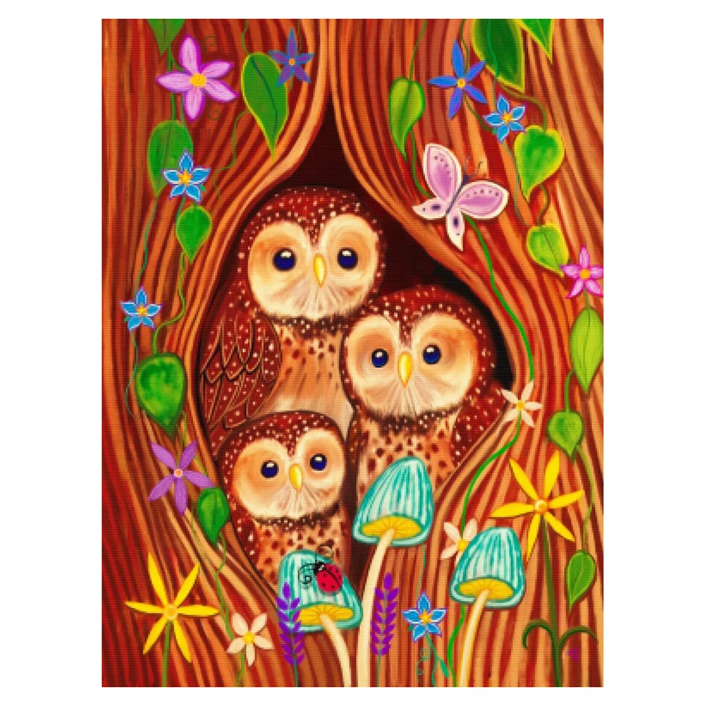 LZAIQIZG 5D DIY Diamond Painting Three Owl In Tree Hole Diamond Embroidery Animal Cross Stitch Handicraft Decoration For Home