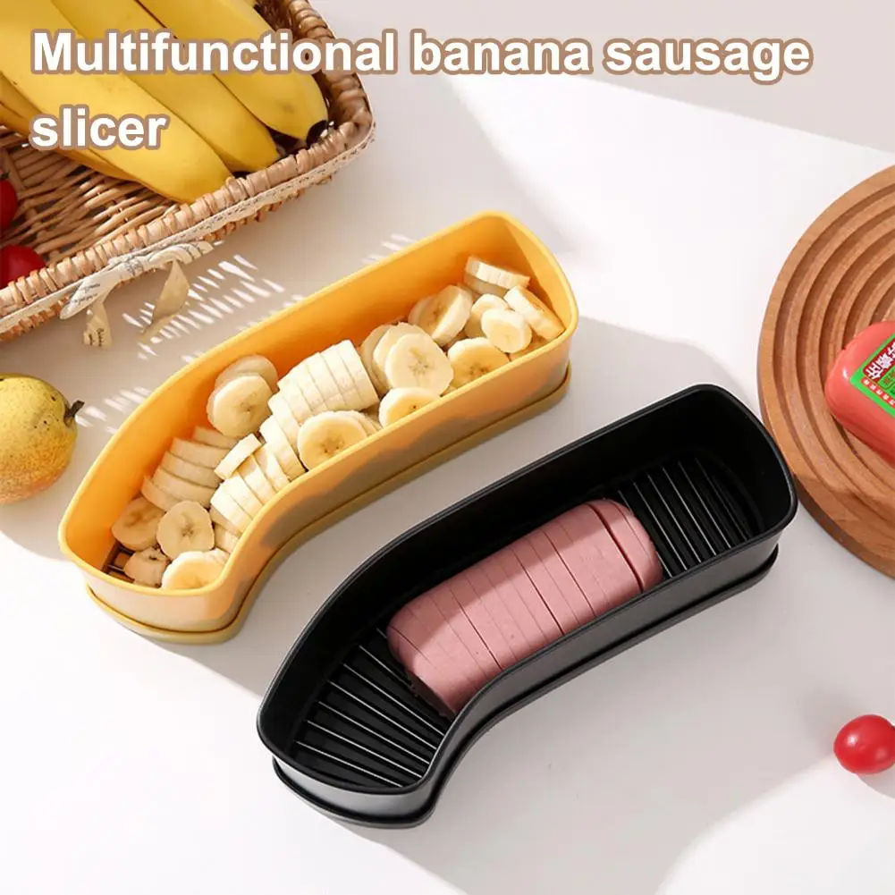 Rebanador de plátano y fresa, cortador de alimentos de acero inoxidable, rebanador de huevos y carne para el almuerzo, herramienta de cocina multifuncional para cortar frutas
