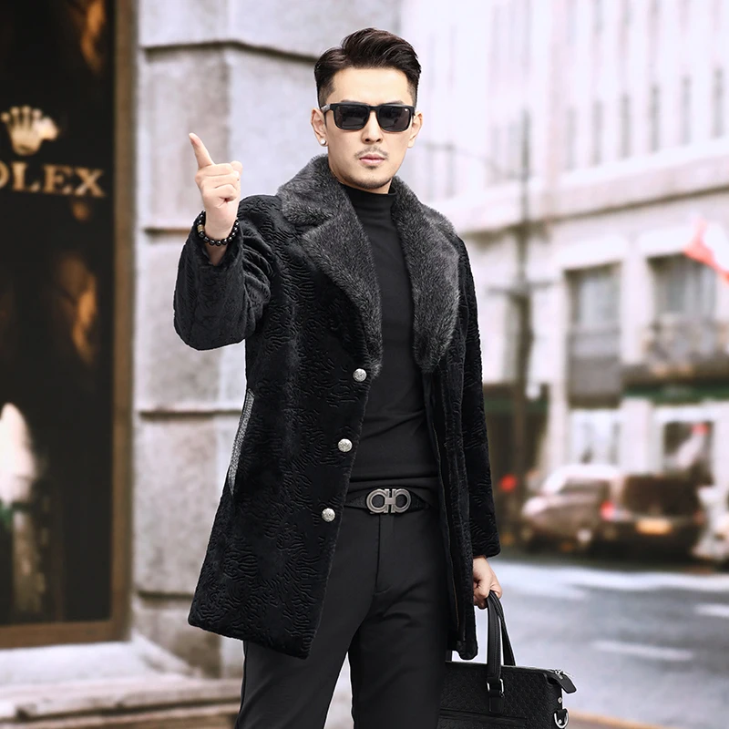 

Новая высококачественная золотая норковая толстая шерстяная куртка Jaqueta De Couro Masculina, зимние пальто, мужская куртка из искусственной кожи, мужская куртка