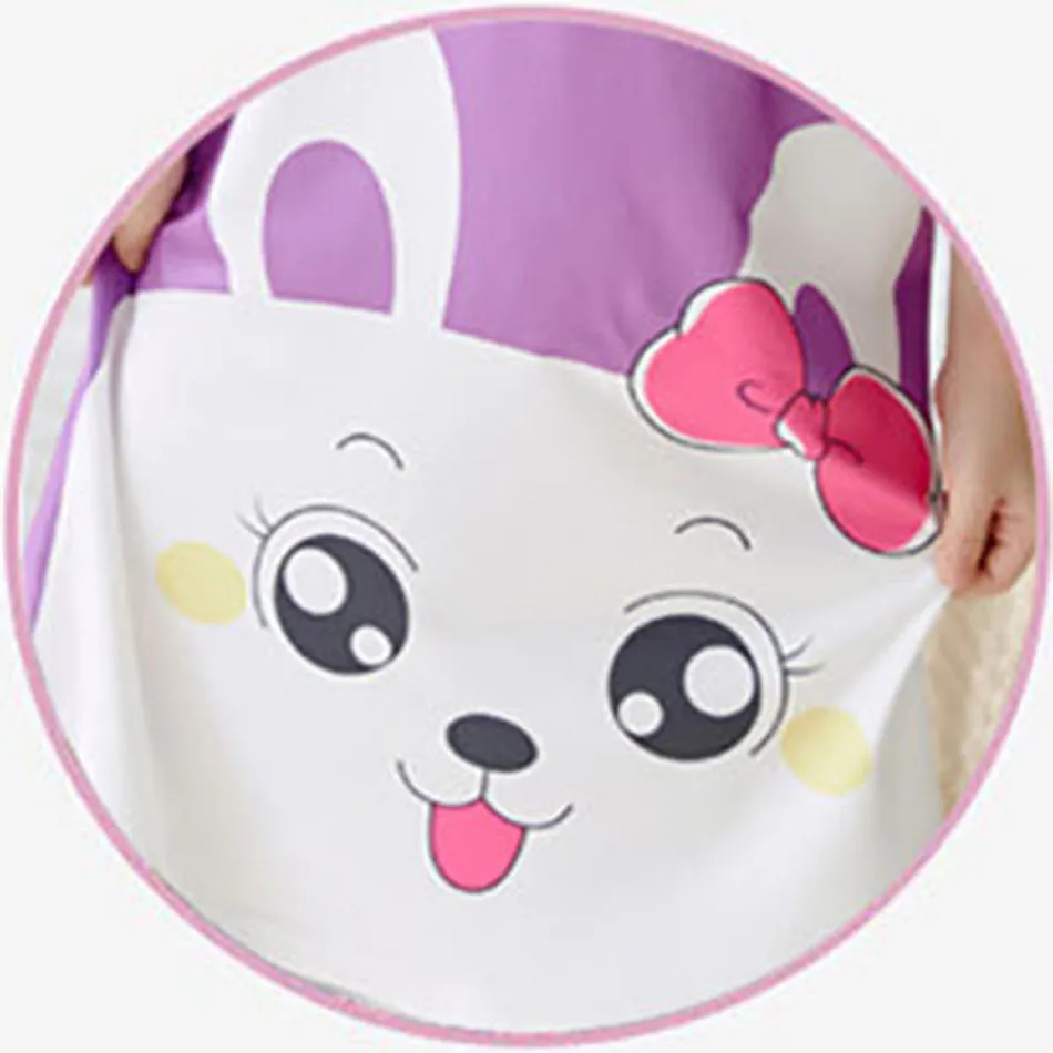 Korean Casual Sleepwear for Little Girls Short Sleeve Cartoon Print Nightgowns Sweet and Comfortable Option for Night Time Wear