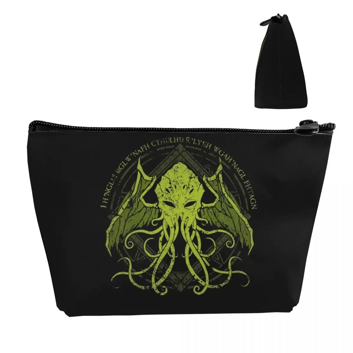 Cthulhu - Lovecraft - Distressed Chant Design V2 Makeup Bag Zipper Bag Cosmetic Case Cosmetics Organizer For Women Female Gift