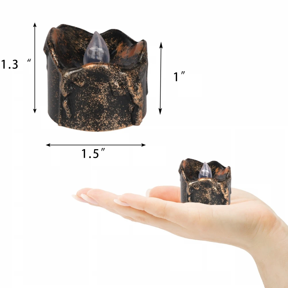 

12 Pcs Electronic Light Black Halloween Halloween Decor Pumpkin Tea Lights Flameless Safe