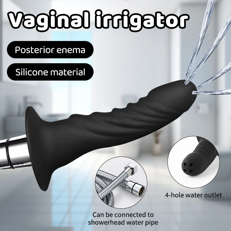 Silicone Shower Cleaner Enema Douche System Enema Nozzles Handheld Water Shower Anal Rinse Vaginal Cleaning Kit for Men