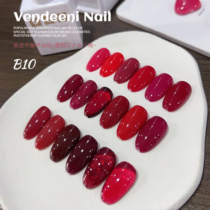 VENDEENI Red series 18 colors Nail gel set Nail salon 2024 New Professional Hot sale Non-toxic UV gel Nail Art Kit Wholesale