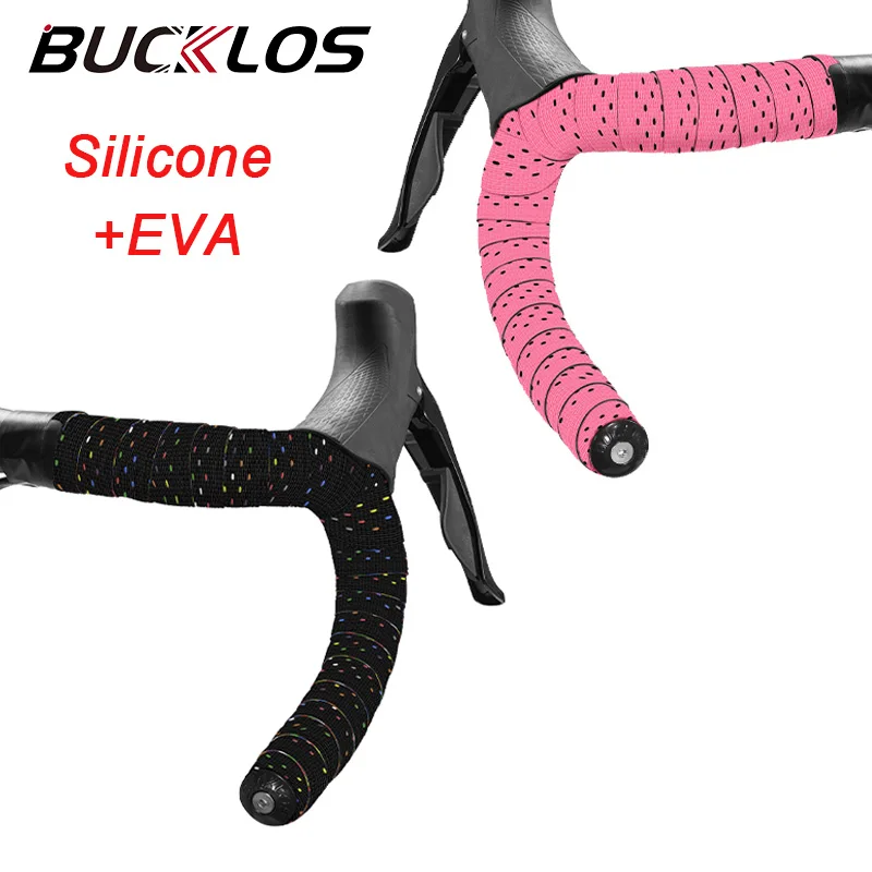 BUCKLOS Anti-Vibration Cycling Handle Bar Wrap Straps Skid-Proof Silica Gel Road Bike Handlebar Tape Durable Racing Bicycle Part