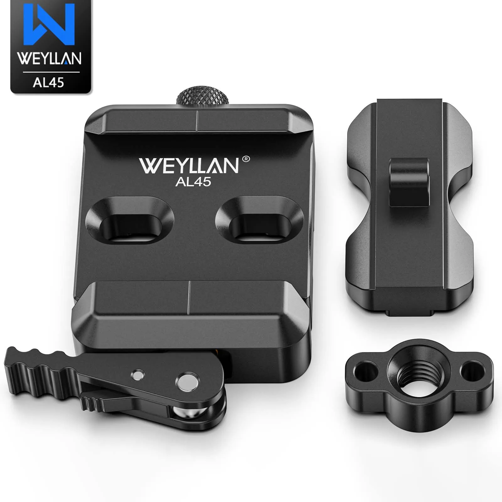 WEYLLAN AL45 Arca Swiss Zweibein-Adapter mit Hebel für Harris & Atlas Zweibein Mlok Schienenklemme Arca-Swiss Klemme für Stativ-Kugelkopf