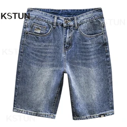 Men's Summer Shorts Jeans Men Denim Shorts Slim Straight Blue 2024 Summer Knee Length Pants Casual Streetwear Men's Clothing