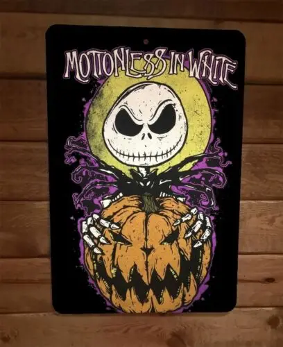 #2 Motionless in White Skellington Pumpkin Jack Halloween 8x12 Metal Wall Sign