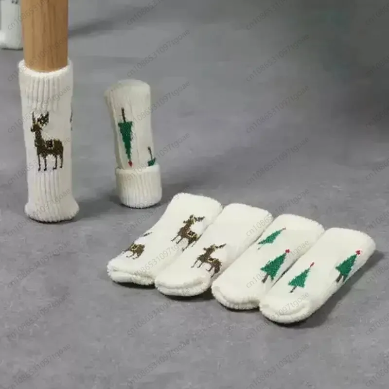 8Pcs Knitted Chair Leg Floor Protectors, Furniture Socks Cover Caps for Table & Christmas Party Decor