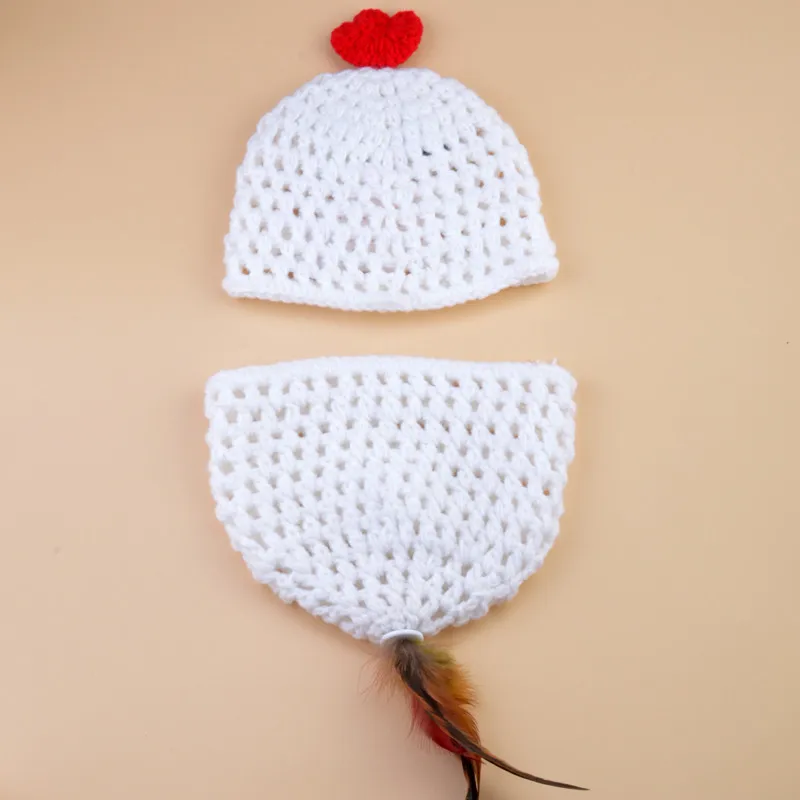 Cute Cartoon Chicken Handmade Knitted Hat Newborn Photography Clothing Prop Accessories Hundred Days Baby Souvenirs Studio Shoot