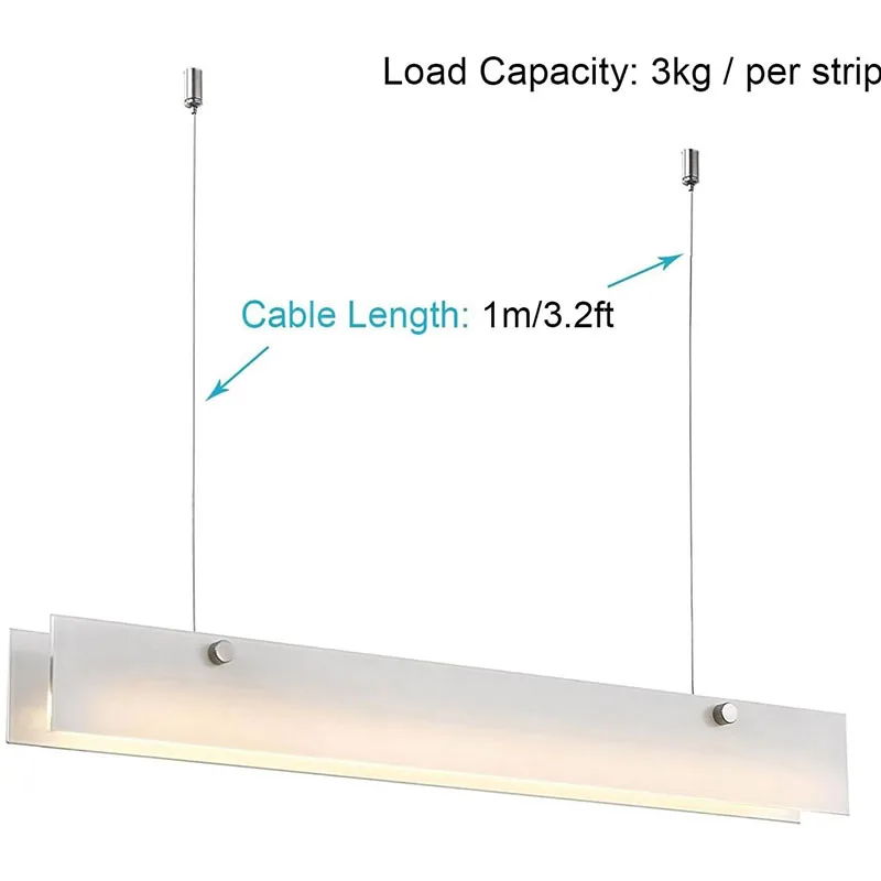 Adjustable Light Hanging Kit Ceiling Suspension Cables with Clamps for Hexagon Garage LED Panels Aquarium Lights