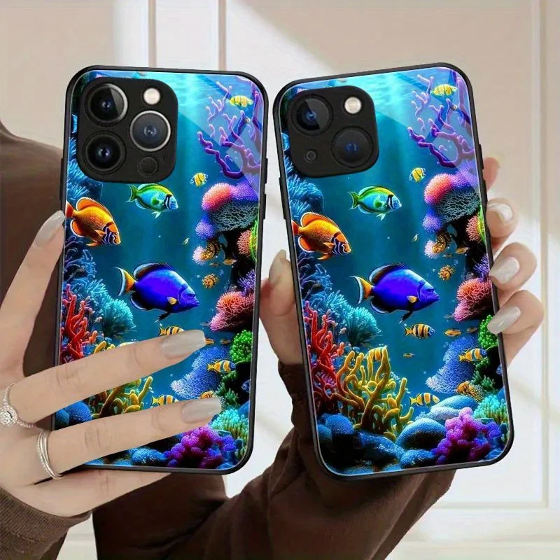

Coral Reefs & Their Small Fish Tempered glass Phone Case For iphone 17 Air 16 15 14 13 12 11 Pro ProMAX Pluss Underwater World