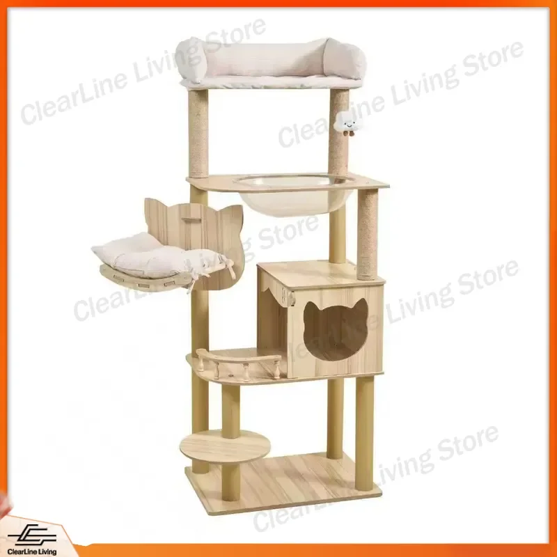 modern-eco-friendly-cat-tree-climbing-frame-with-integrated-bed-scratching-board-semi-circular-cat-house-4-tier-cardboard