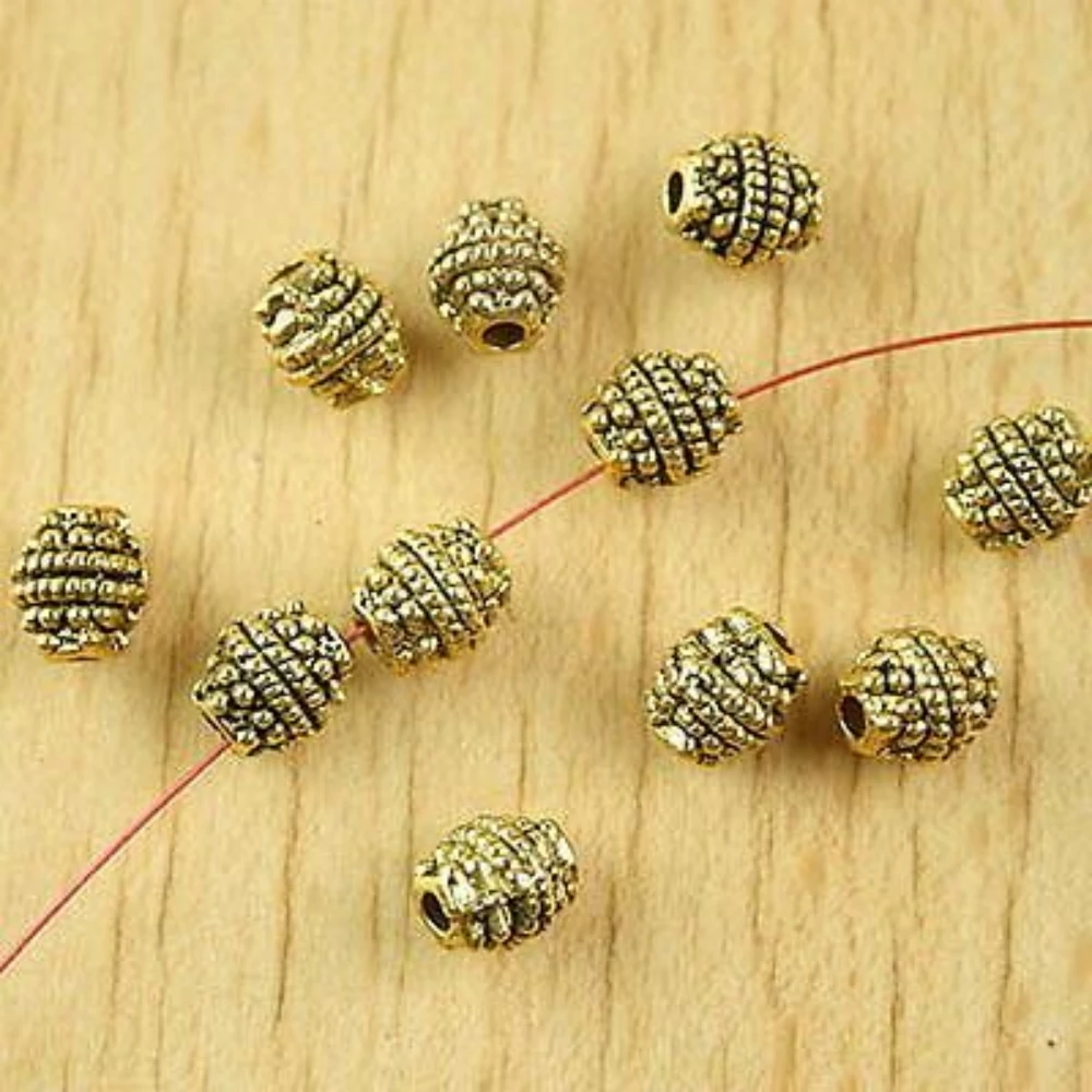 

30PCS 7.5x6.8mm hole 2.0mm DARK GOLD-TONE STUDDED SPACER BEADS H2279