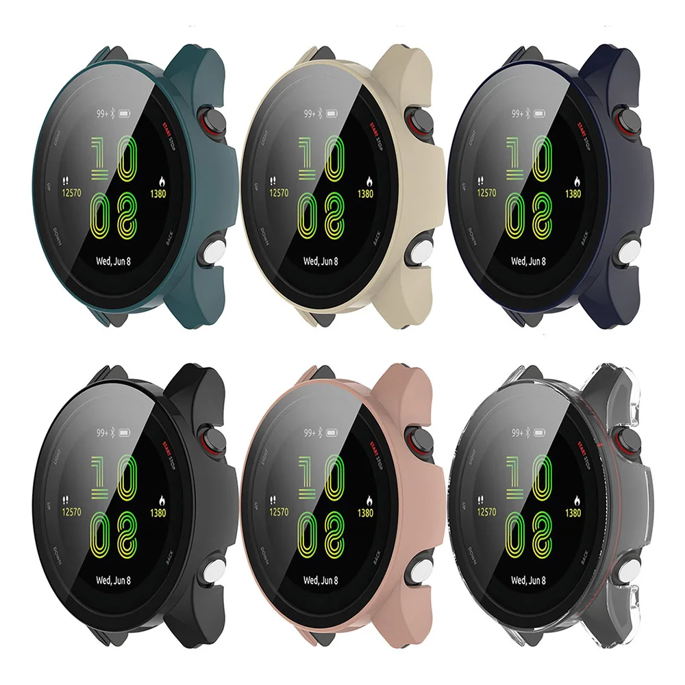 PC + gehärtetes Glas Schutzhülle für Garmin Forerunner 255 255S 965 Full Screen Protector Shell Bumper